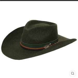 Frye Green Wool Cowboy Hat with Leather Band